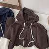 Principalmente Recomendado Estilo Coreano Simples Casual Versátil Tricô com Capuz para Mulheres Tops e Jaquetas Casuais Soltos Versáteis para Mulheres