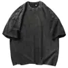 Camiseta Lavada Antigua Batik Pesado 320g Holgada Casual Color Sólido Manga Corta Retro Americano Media Manga Hombres y Mujeres