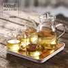 Tetera para uso doméstico con filtro, tetera Song estilo antiguo, juego de té, cafetera de té, transparente con tapa, asa colorida, tetera pequeña de mano