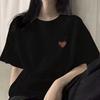 Camiseta Feminina de Algodão 100% Estilo Estudante Manga Curta Off-Shoulder Doce Verão Novo Estilo Coreano Estilo Ins com Letra Top Solto