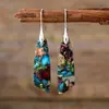 Pendientes colgantes geométricos de piedra del emperador bohemio nuevos transfronterizos, joyería de piedra natural popular de Europa y Estados Unidos al por mayor