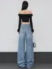 Jeans de pierna ancha de cintura alta estilo americano para mujer, nueva colección de otoño 2026, corte holgado, efecto adelgazante, adecuados para figuras petite, jeans de pierna recta, A14199