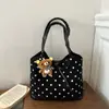 Lindo diseño de patchwork de lunares, gran capacidad, nueva colección otoño 2023, bolso de hombro/bolso de mano moderno, elegante, simple, chic y versátil
