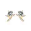 Pendientes de Plata S925 con Moissanita Piedra Principal Redonda Diseño de Rama Joyería de Oro para Mujer Más Vendida