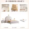 Cama de Luxo Leve Moderna Simples Quarto Principal Estilo Creme Cama de Tecido Tecnológico Cama de Celebridade da Internet Pétala Cama de Menina Princesa
