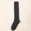 Calcetines Altos de Color Sólido para Mujer, Engrosados para Otoño e Invierno, Cálidos y Antideslizantes, Calcetines Altos de Pantorrilla Grises al por Mayor