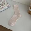 Primavera y Verano Nuevos Calcetines de Mujer Estilo Dulce Miu Estilo Mori Oreja de Madera Hueco Malla Calcetines de Algodón de Mujer Tubo Medio Calcetines Apilados