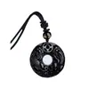 Colgante Doble Pixiu de Obsidiana Negra Natural con Hebilla de Seguridad Doble Pixiu Blanca, Popular en Douyin y Kuaishou, Collar Unisex