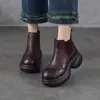 Botas de Cano Curto para Mulheres 2026 Outono Inverno Novas Botas Cilindro com Salto Plataforma Couro Genuíno Versátil Botas Femininas de Couro Genuíno Camada Superior de Couro Bovino Solado Grosso