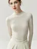 ¡Lavable en la lavadora! Suéter Base de Punto Delgado para Mujer Yangtze Yarn Extra Fino Sin Costuras Cuello Medio Alto 100% Lana