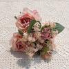 Pintura al Óleo Color Ramo de Rosas Flores Artificiales Flores Falsas Decoración de Boda Ramo de la Novia Decoración del Hogar Flores