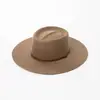 Sourcing Transfronterizo Europeo y Americano Moda Casual Cinturón de Cuero Repujado Hebilla Redonda Sombrero Fedora de Lana de Ala Ancha Estilo Retro Británico para Mujer