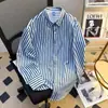 Camisa de rayas para hombre, de manga larga, holgada, casual, estampada, nueva de primavera y otoño, de alta calidad, con caída, libre de arrugas
