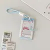 Porta-Cartão de Pingente de Desenho de Morango DIY Hisocute Estilo Ins Porta-Cartão Ventilador Porta-Cartão de Identificação de Trabalho Portátil