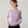 Suéter de Cachemira de Cuello Redondo para Mujer Color Sólido Cálido Manga Larga Tejido de Punto Otoño Invierno Nuevo Estilo Suave Pegajoso Amigable con la Piel Jersey Capa Base Ropa Interior