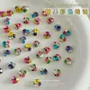 Decorações de Arte para Unhas Empilháveis com Mini Strass Colorido de Doce, Estilo Fresco de Verão, Strass para Unhas Redondos 3D com Parte Traseira Pontiaguda