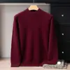 Suéter 100% Lã Cashmere Tricô Gola Alta Liso Gola Meio Alta Atacado Transfronteiriço Versátil Cor Sólida Suéter Manga Longa