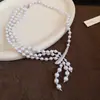 Pendientes Ovalados Geométricos Incrustados con Diamantes Vintage y Collar, Cadena para Clavícula de Lujo Ligero de Nicho, Juego de Joyería Retro