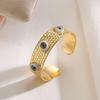 Aogu Pulsera Abierta Geométrica de Ojo de Diablo Chapada en Oro de 18K, de Venta Caliente en Europa y América, Pulsera de Moda Elegante Hip-Hop para Mujer