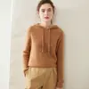 Suéter de Cachemira con Capucha Otoño Nuevo para Mujer Cachemir Espeso Tejido de Punto Suéter Básico Estilo Coreano Holgado Adelgazante Suéter Exterior