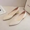 Tacones Gruesos Estilo Francés Combinados con Faldas, Zapatos de Punta Modernos, Zapatos Versátiles Elegantes y a la Moda para Mujer de Boca Baja, Nuevo Estilo de Verano para Damas de Honor