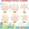 Transfronterizo Nuevo Juego de Talla de Flores de Madera sin Terminar de 60 Piezas DIY Manualidades Artísticas de Pintura para Niños