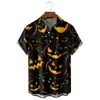 Nova camisa de manga curta 3D transfronteiriça Camisa impressa de Halloween camisa masculina de festa solta Europa e Estados Unidos DIY para figurar
