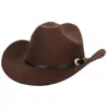 Sombrero de Vaquero para Hombres y Mujeres Moda Rollo Superior Suave Sombrero de Tela con Cinturón de Hebilla Sombrero para el Sol Protector Solar Sombrero de Sol Sombrero de Jazz