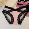 Ventas Directas de Fábrica Superventas Transfronterizos Encaje Sexy Puro Deseo Calzones de Encaje para Mujer Ligeros Corte de Lazo Calzones Coquetos