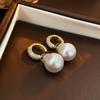 Zircão Pérola Fivela de Orelha Redonda Ouro Real Galvanoplastia Moda Elegante Luz Luxo Elegante Brincos Alto Sentido Brincos Atacado
