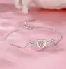 Colar Cruzado de Prata Esterlina S925 Asas de Anjo Coração Feminino Zircônia Corrente da Clavícula Luxo Acessível Design de Nicho Pulseira