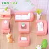 Móveis de sofá criativos para sala de casa de bonecas rosa, acessórios de decoração DIY para paisagem em miniatura, peças de exibição em miniatura