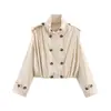 ZA Ropa de Mujer para Comercio Exterior Europeo y Americano AliExpress Más Vendido Chaqueta Corta Impermeable Doble Botonadura