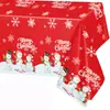 Toalha de Mesa de Natal da Amazon Transfronteiriça Árvore de Natal Floco de Neve Boneco de Neve Plástico Vermelho Descartável Decoração de Festa Suprimentos