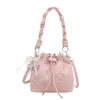 Moda Estilo Coreano Bolso Cubo con Cordón para Mujer 2026 Verano Nuevo Bolso de Hombro Cruzado Nube Bolso de Mano Simple de Nicho