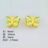 Pingente de acessório de borboleta, peças de joia de liga de esmalte de borboleta perfurada de furo único, brinco, pulseira, colar DIY atacado