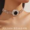 Tendencia de Comercio Exterior Transfronterizo Europa y América Geometría Cuadrada Exagerada Cristal de Color Diamante Multicapa Collar Aretes Traje Accesorios