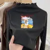 Camiseta Térmica Escovada de Manga Longa com Babados e Gola Meio Alta, Novo Estilo Outono/Inverno 2026 para Bebês Meninas