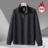 Moletom Raglan Masculino de Algodão com Gola Alta e Zíper Parcial, Nova Camisa Base Casual de Cor Sólida para Outono com Gola Alta, Top Masculino