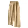 Pantalones de otoño nuevos para mujer talla grande, simples, adelgazantes, patchwork, cintura elástica 100 kg, pantalones de pierna ancha para mujer talla grande 0904