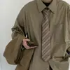 Corbata marrón para mujer, estilo retro verde de Hong Kong, estilo antiguo vintage, camisa informal, combinable, de mano, de nicho
