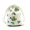 Bolsas de Algodão Estampadas no Atacado, Bolsas Portáteis de Armazenamento com Cordão, Bolsinhas Fofas de Algodão e Linho, Bolsas para Embalagem de Doces e Presentes com Cordão