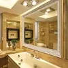 Bolen Cuadrado Tallado Estilo Europeo Impermeable Montado en la Pared Baño Inodoro Espejo de Baño Hotel Espejo Decorativo con Marco
