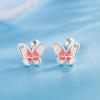 Borboleta rosa parafuso parafuso pregos de orelha para mulheres de alta classe nicho design doce e pequeno elegante dormindo livre de unhas de orelha