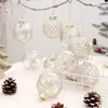 Decoraciones Navideñas 8cm/9Pzs Bola de Navidad Transparente Pintada con Mascota Caja de Regalo Set Colgante para Árbol de Navidad