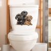 Nuevo divertido m86 caricatura lindo cachorro tres hermanos baño inodoro pegatinas para inodoro pegatinas de pared decorativas