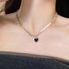 Colar Amor Pérola Barroca Preto Feminino 2025 Novo Acessórios Explosivos Luxo Leve Nicho Doce Cool Corrente para Clavícula