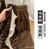 Pantalones Casuales Caqui de Cintura Alta para Mujer Otoño 2026 Nuevos Pantalones de Pierna Cortada Plisados Petites Sueltos Adelgazantes de Pierna Ancha