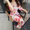 [Simeng] Vestido de hermana mayor Mercado Holandés Mercado de Flores Holandeses Plaza Francesa Cuello Cuadrado Mangas Abullonadas