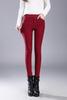 Leggings blancos al por mayor, pantalones de exterior para mujer, otoño e invierno, forrados con vellón grueso, ajustados, elásticos, negros